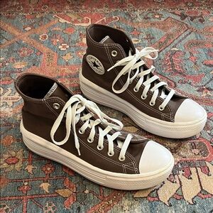 Brown High-Top Converse Platform Sneakers
